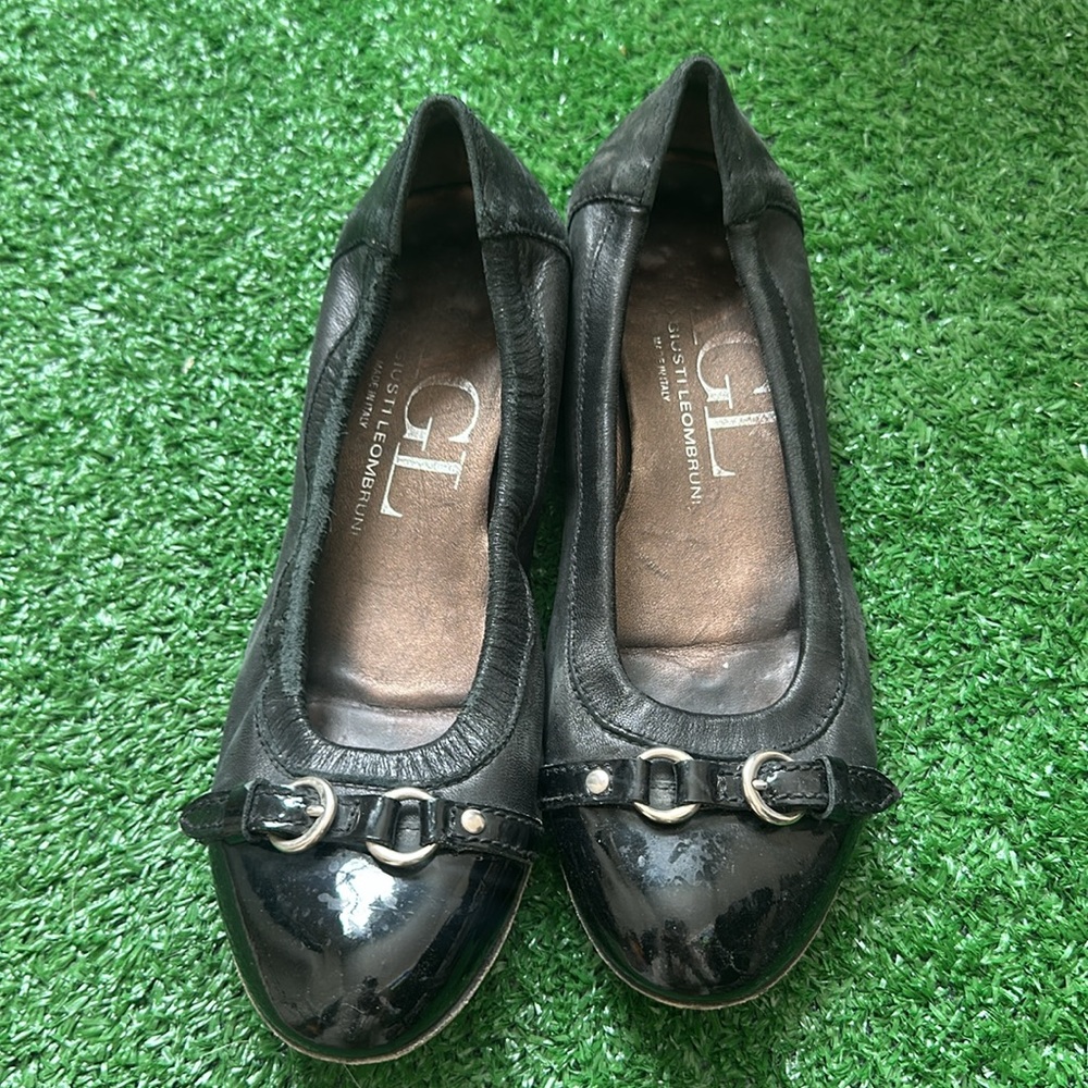 AGL Attilio Giusti Leombruni Black Leather Ballet Flats